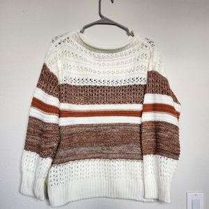Large Shein sweater, crochet, brown and cream